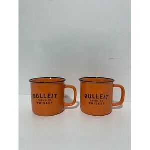 Bulleit Frontier Whiskey Ceramic Mugs Orange & Black Set of 2